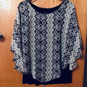 AB Studio Blue and Gray Pattern Blouse